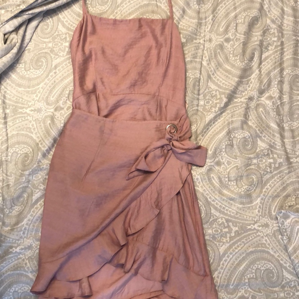 pink ruffle mini dress